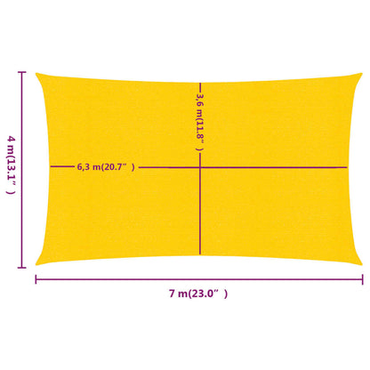 Zonnezeil 160 g/m² rechthoekig 4x7 m HDPE geel