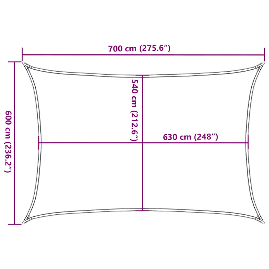 Zonnezeil 160 G/M² Rechthoekig Hdpe Geel 6 x 7 m
