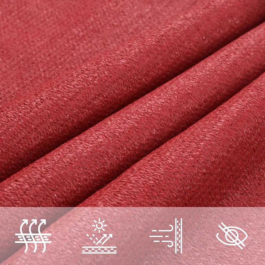 Zonnezeil 160 g/m² 2x2 m HDPE rood