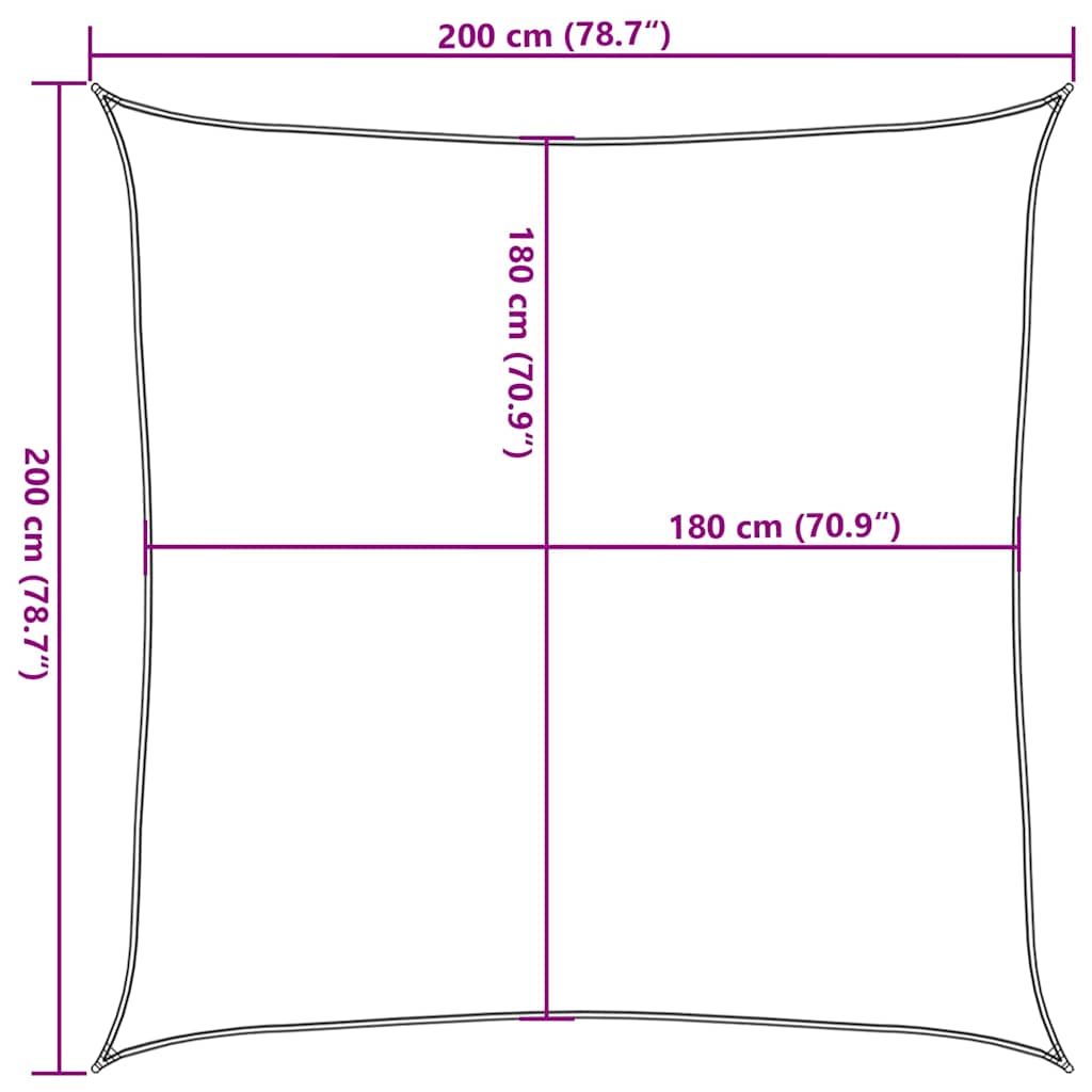 Zonnezeil 160 g/m² 2x2 m HDPE rood