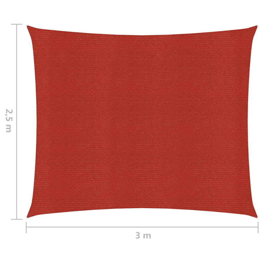 Zonnezeil 160 g/m² 2,5x3 m HDPE rood 2.5 x 3 m