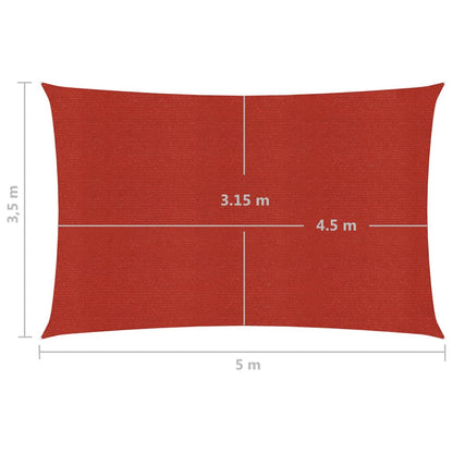 Zonnezeil 160 g/m² 3,5x5 m HDPE rood 3.5 x 5 m