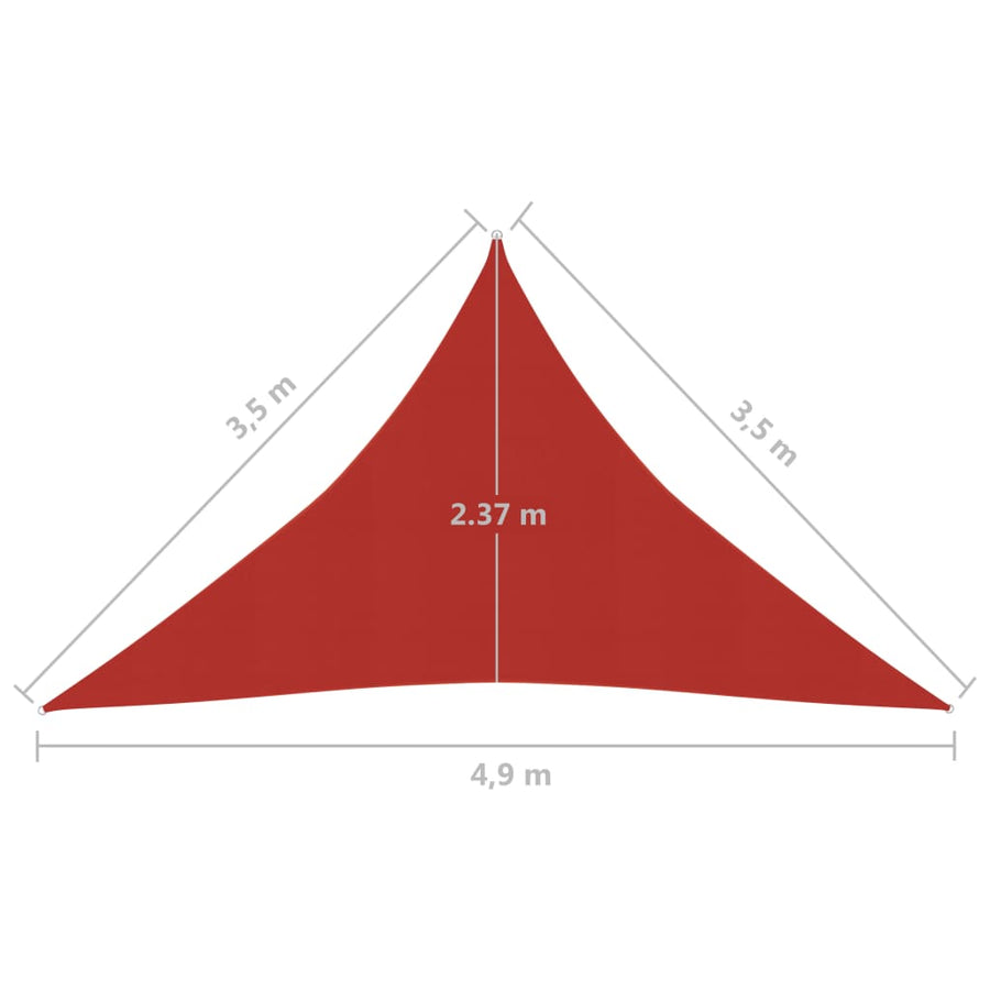Zonnezeil 160 G/M² 3,5X3,5X4,9 M Hdpe Rood 3.5 x 3.5 x 4.9 m