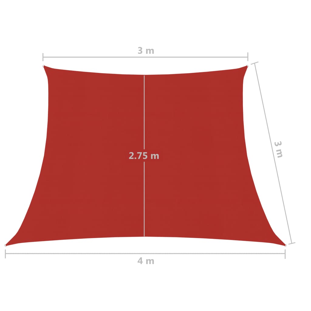 Zonnezeil 160 G/M² Hdpe 3/4 x 3 m Rood