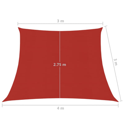 Zonnezeil 160 G/M² Hdpe 3/4 x 3 m Rood