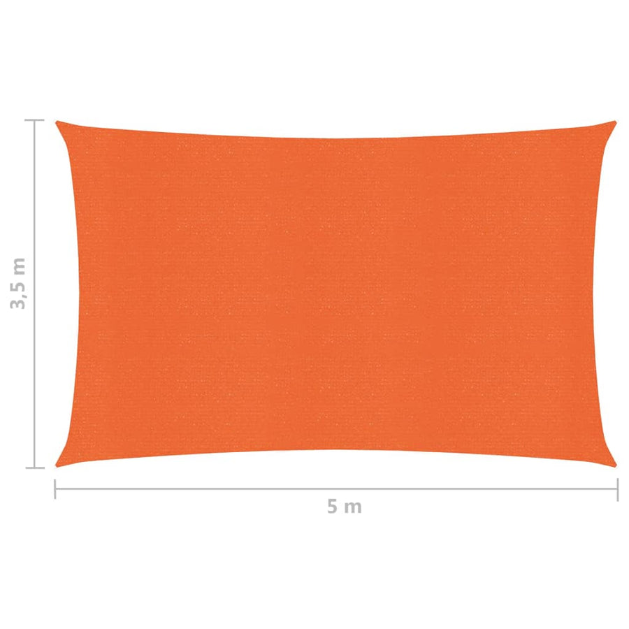Zonnezeil 160 g/m² 3,5x5 m HDPE oranje 3.5 x 5 m