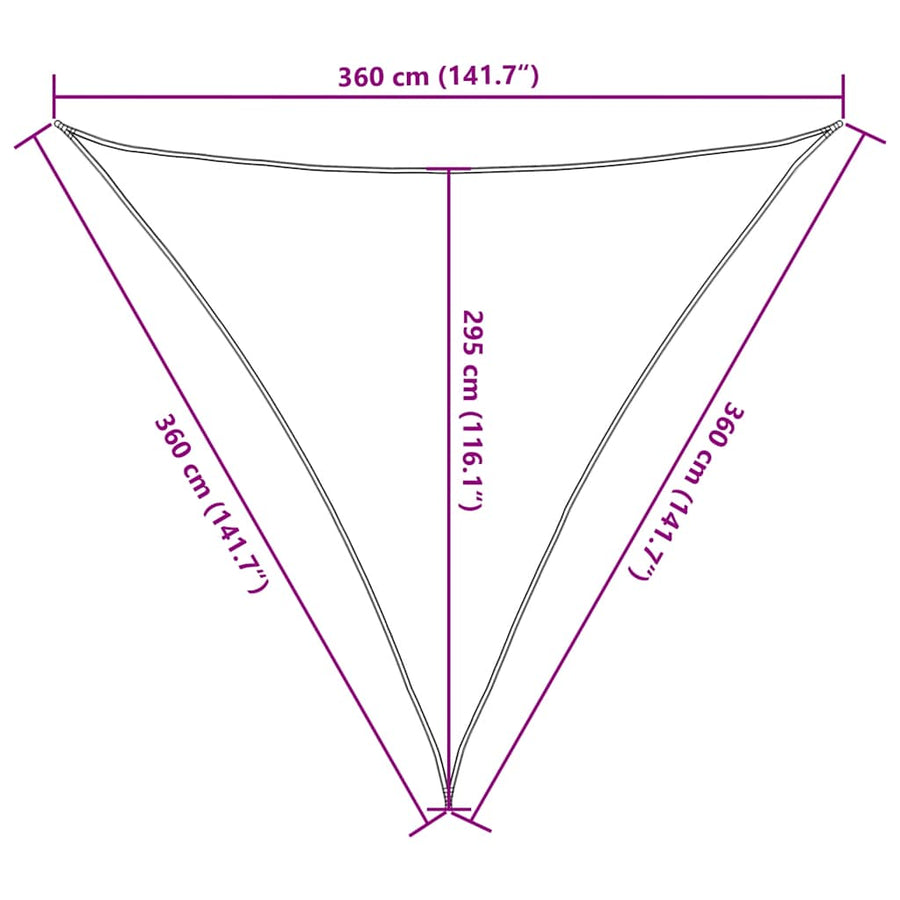 Zonnezeil 160 G/M² Driehoekig 3,6X3,6X3,6 M Hdpe Oranje 3.6 x 3.6 x 3.6 m