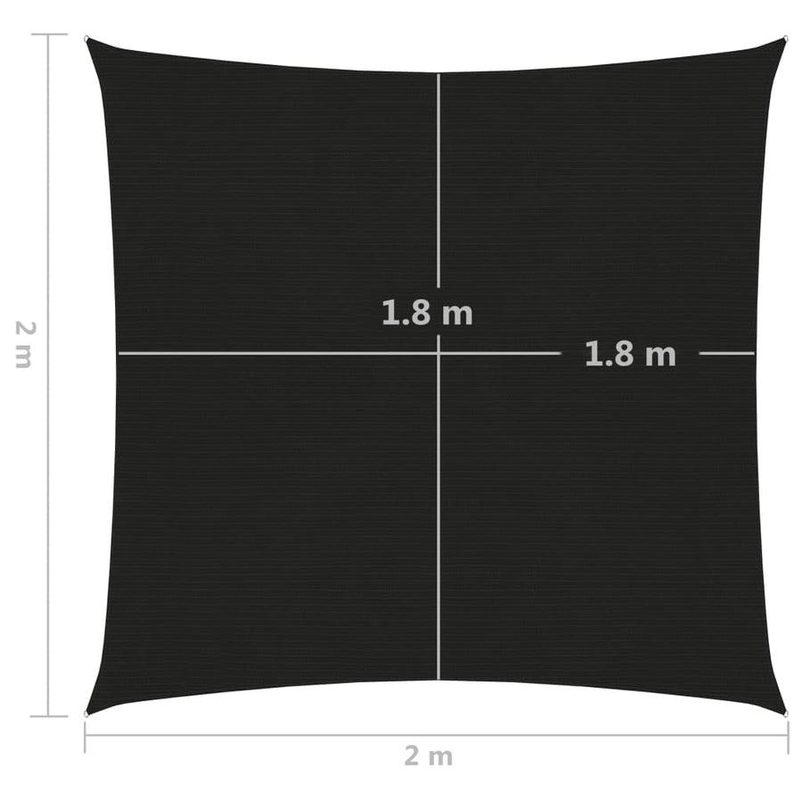 Zonnezeil 160 g/m² 2x2 m HDPE zwart 2 x 2 m Zwart