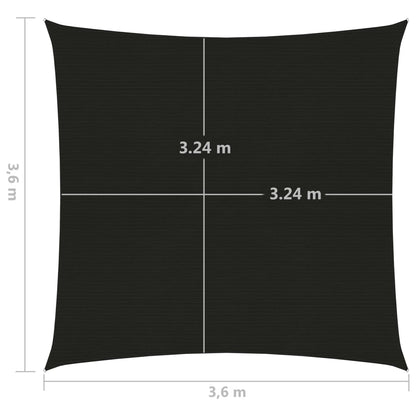 Zonnezeil 160 g/m² 3,6x3,6 m HDPE zwart 3.6 x 3.6 m Zwart