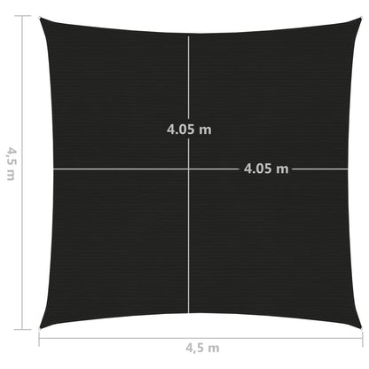 Zonnezeil 160 g/m² 4,5x4,5 m HDPE zwart 4.5 x 4.5 m Zwart