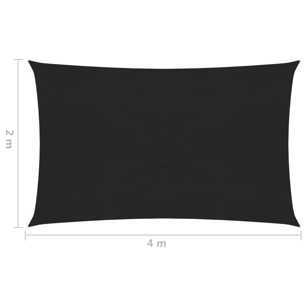 Zonnezeil 160 G/M² Hdpe Zwart 2 x 4 m