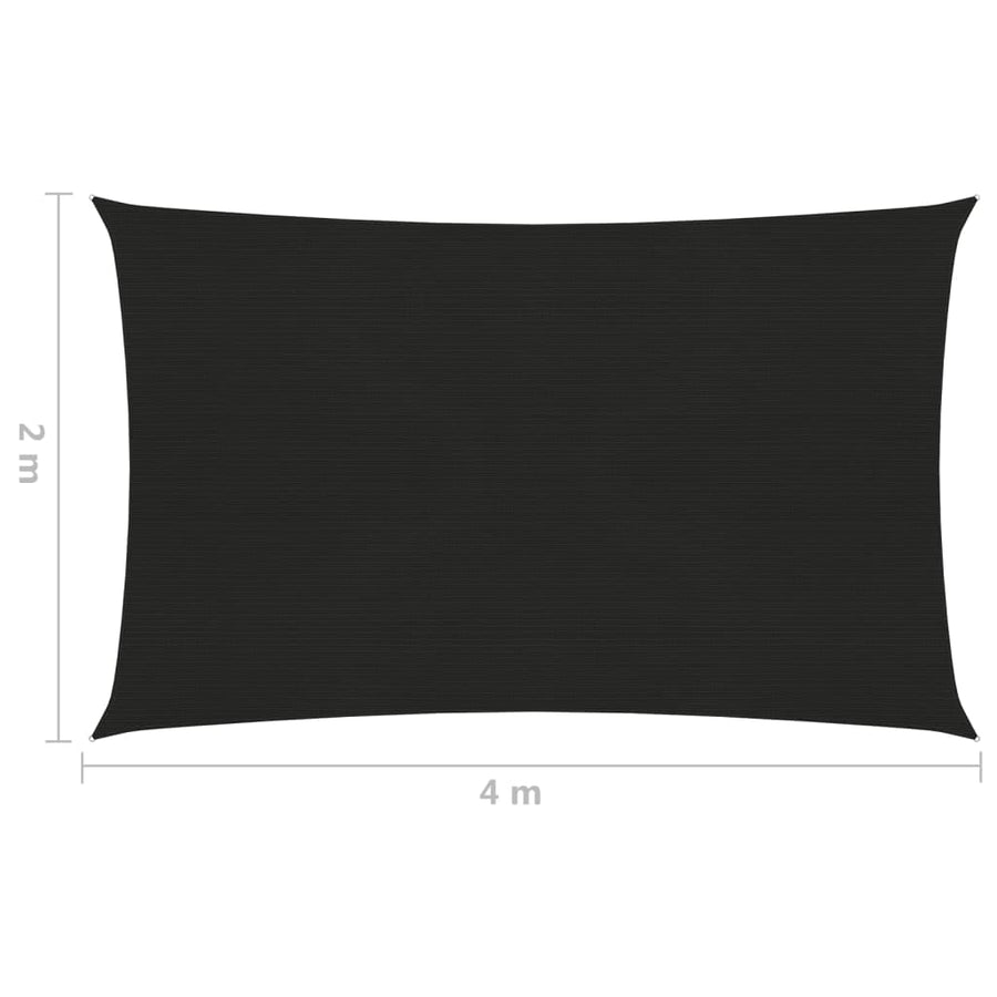 Zonnezeil 160 G/M² Hdpe Zwart 2 x 4 m
