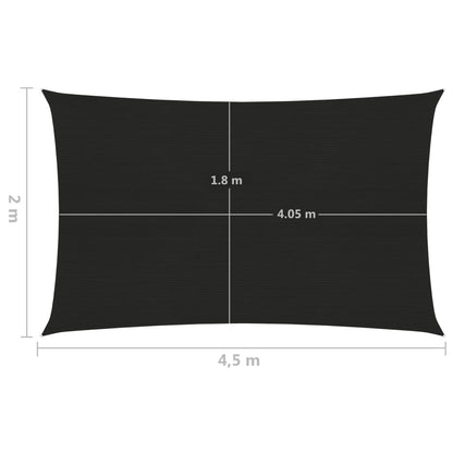 Zonnezeil 160 G/M² 2X4,5 M Hdpe Zwart 2 x 4.5 m