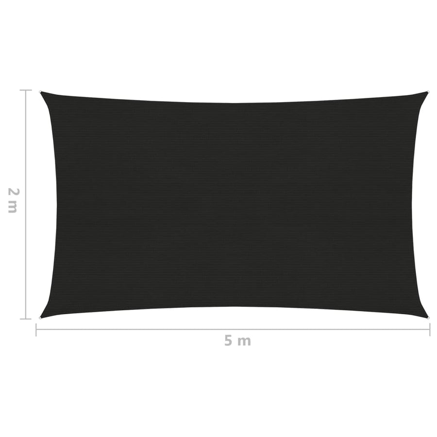 Zonnezeil 160 G/M² Hdpe Zwart 2 x 5 m