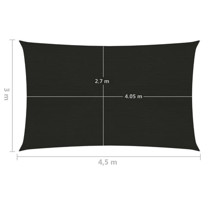 Zonnezeil 160 G/M² 3X4,5 M Hdpe Zwart 3 x 4.5 m