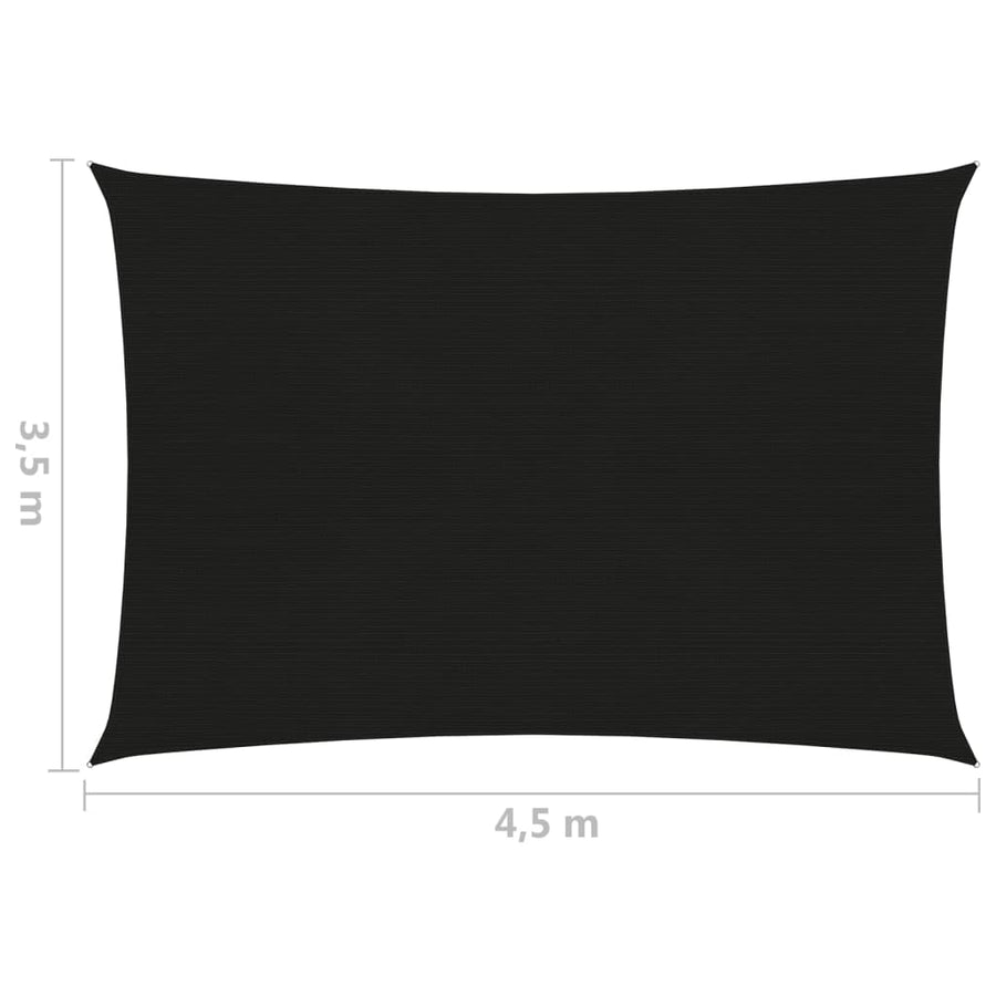 Zonnezeil 160 G/M² 3,5X4,5 M Hdpe Zwart 3.5 x 4.5 m