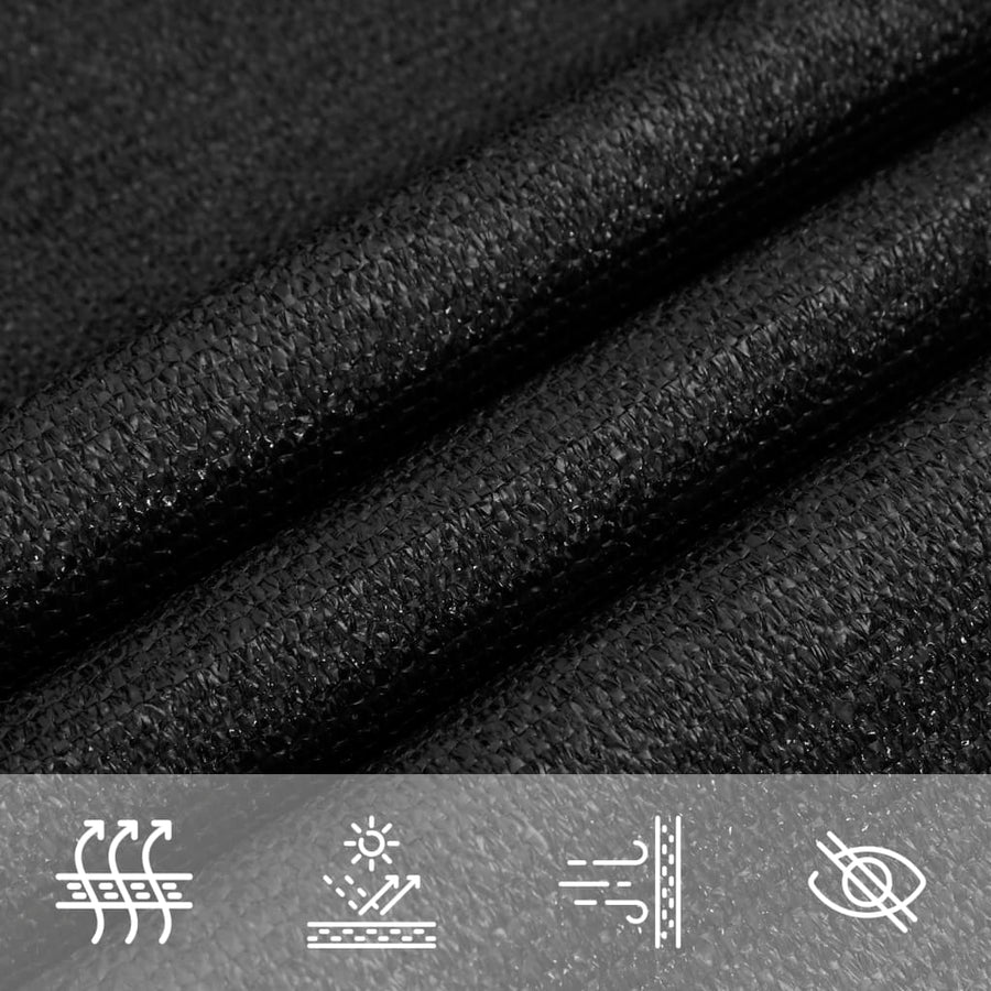 Zonnezeil 160 G/M² 2,5X2,5X3,5 M Hdpe Zwart Zwart 2.5 x 2.5 x 3.5 m