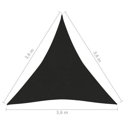 Zonnezeil 160 G/M² 3,6X3,6X3,6 M Hdpe Zwart 3.6 x 3.6 x 3.6 m