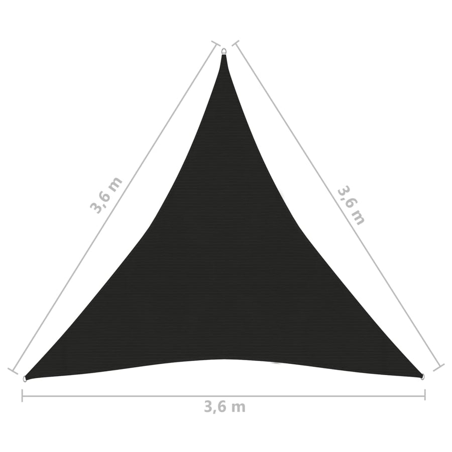 Zonnezeil 160 G/M² 3,6X3,6X3,6 M Hdpe Zwart 3.6 x 3.6 x 3.6 m