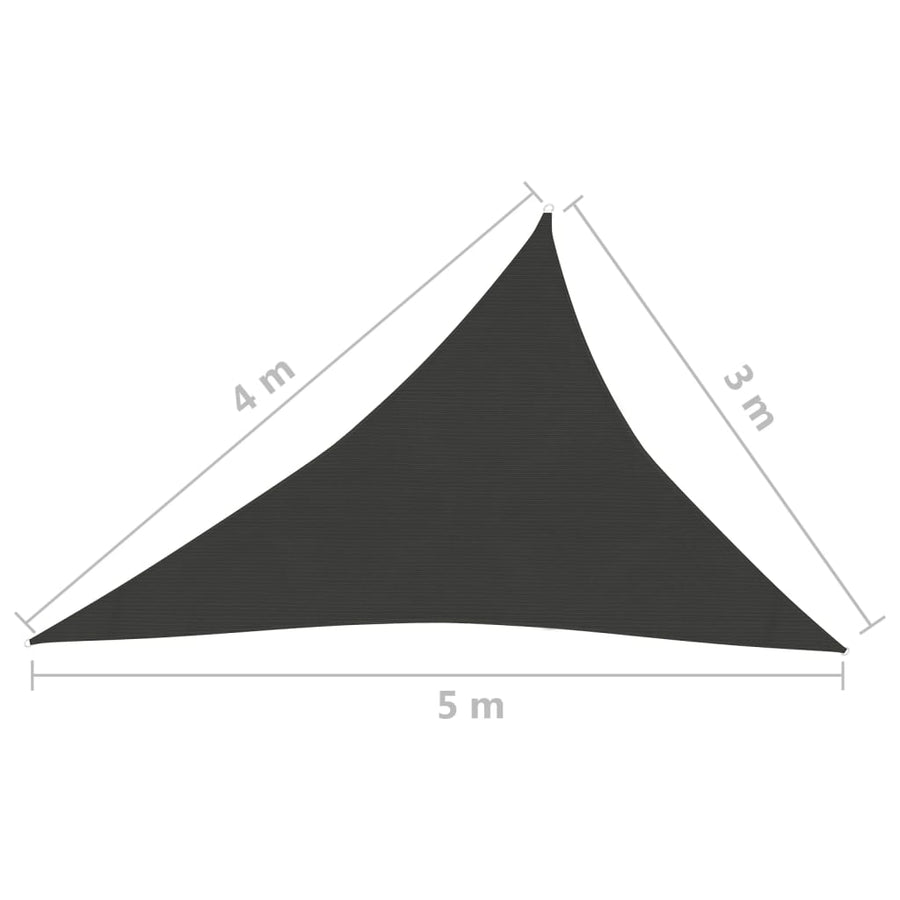 Zonnezeil 160 G/M² Hdpe Zwart 3 x 4 x 5 m