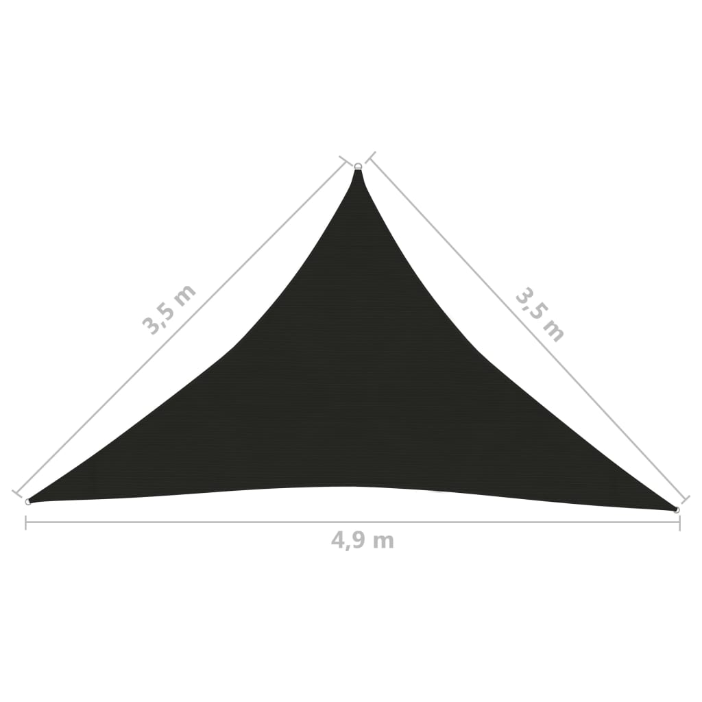 Zonnezeil 160 G/M² 3,5X3,5X4,9 M Hdpe Zwart 3.5 x 3.5 x 4.9 m