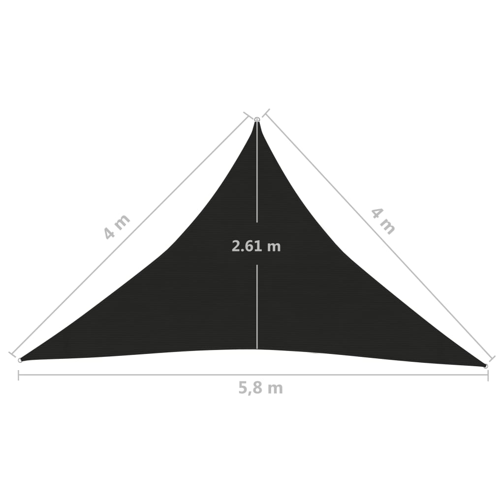 Zonnezeil 160 G/M² 4X4X5,8 M Hdpe Zwart 4 x 4 x 5.8 m