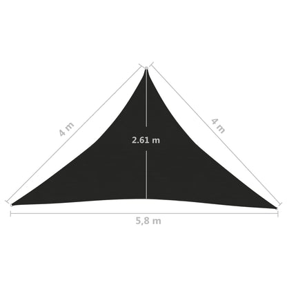 Zonnezeil 160 G/M² 4X4X5,8 M Hdpe Zwart 4 x 4 x 5.8 m