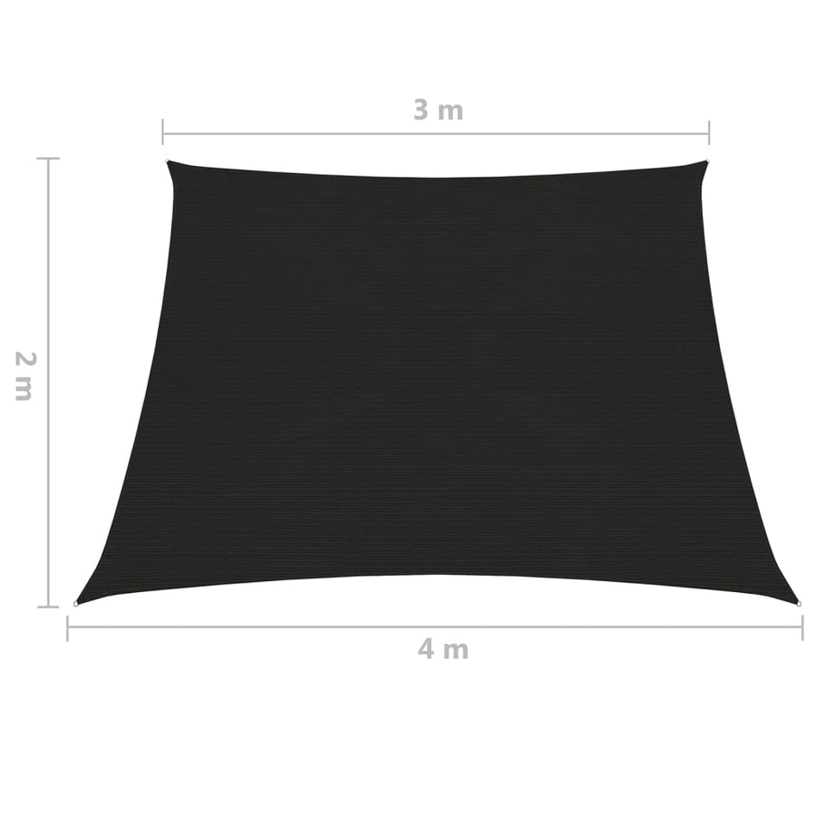 Zonnezeil 160 G/M² Hdpe 3/4 x 2 m Zwart