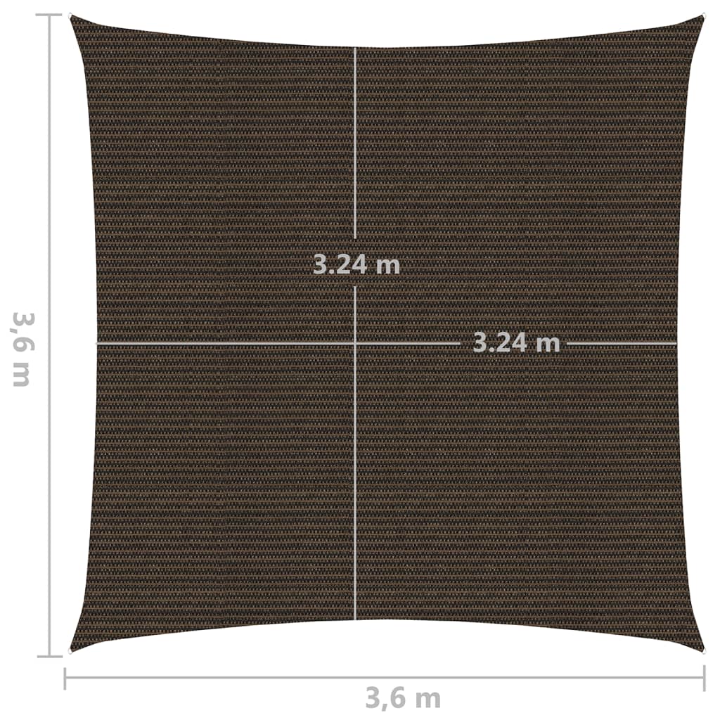 Zonnezeil 160 g/m² 3,6x3,6 m HDPE bruin 3.6 x 3.6 m Bruin