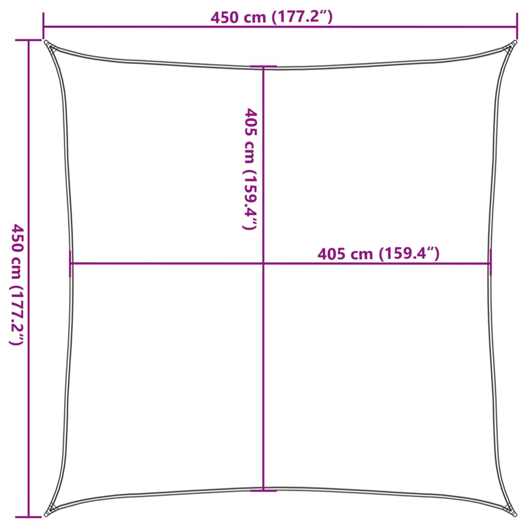 Zonnezeil 160 G/M² 4,5X4,5 M Hdpe Bruin 4.5 x 4.5 m