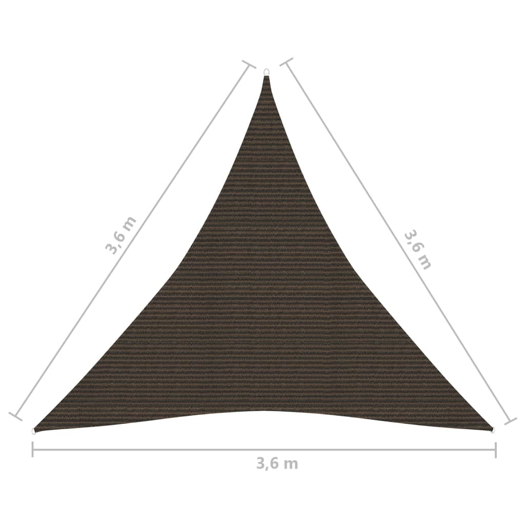 Zonnezeil 160 G/M² 3,6X3,6X3,6 M Hdpe Bruin 3.6 x 3.6 x 3.6 m