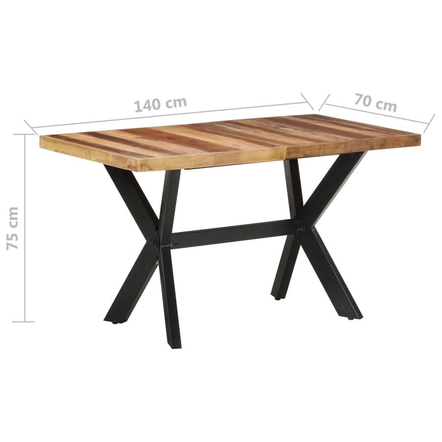 Eettafel Massief Hout Met Honingkleurige Afwerking 140 x 70 x 75 cm
