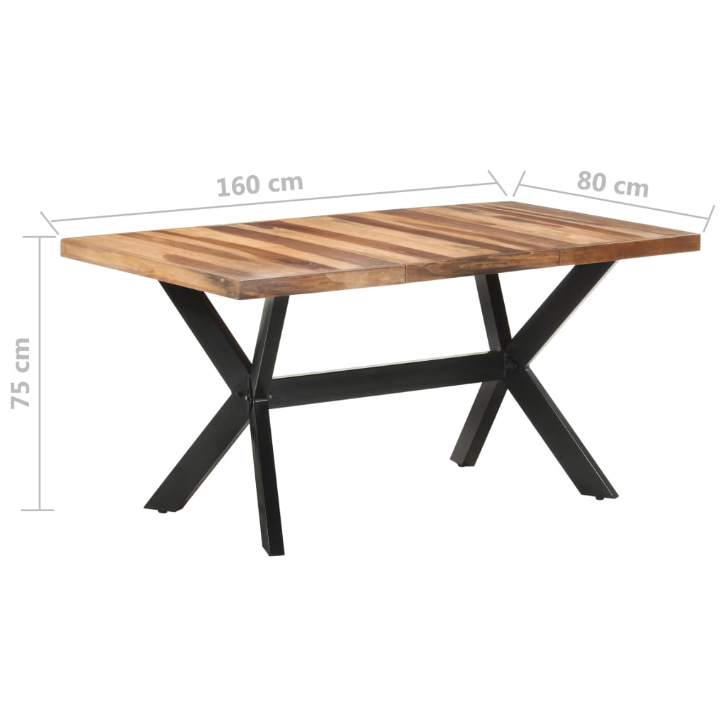 Eettafel Massief Hout Met Honingkleurige Afwerking 160 x 80 x 75 cm