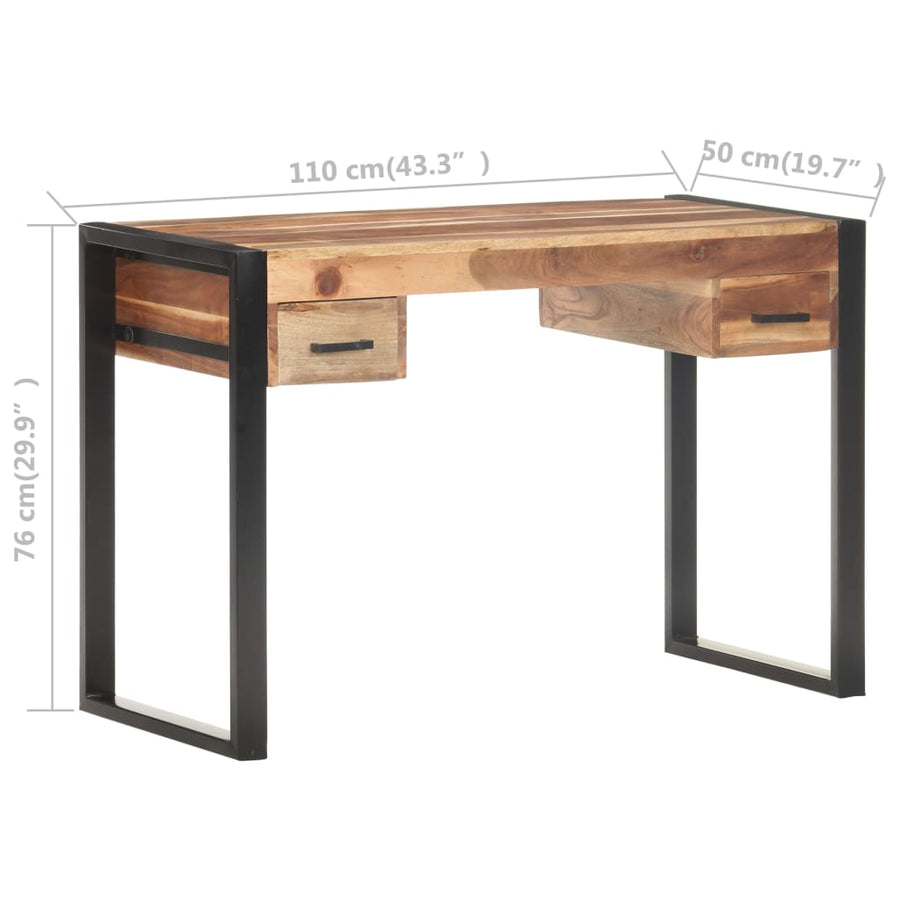 Bureau 110X50X76 Cm Massief Hout Met Sheesham Afwerking
