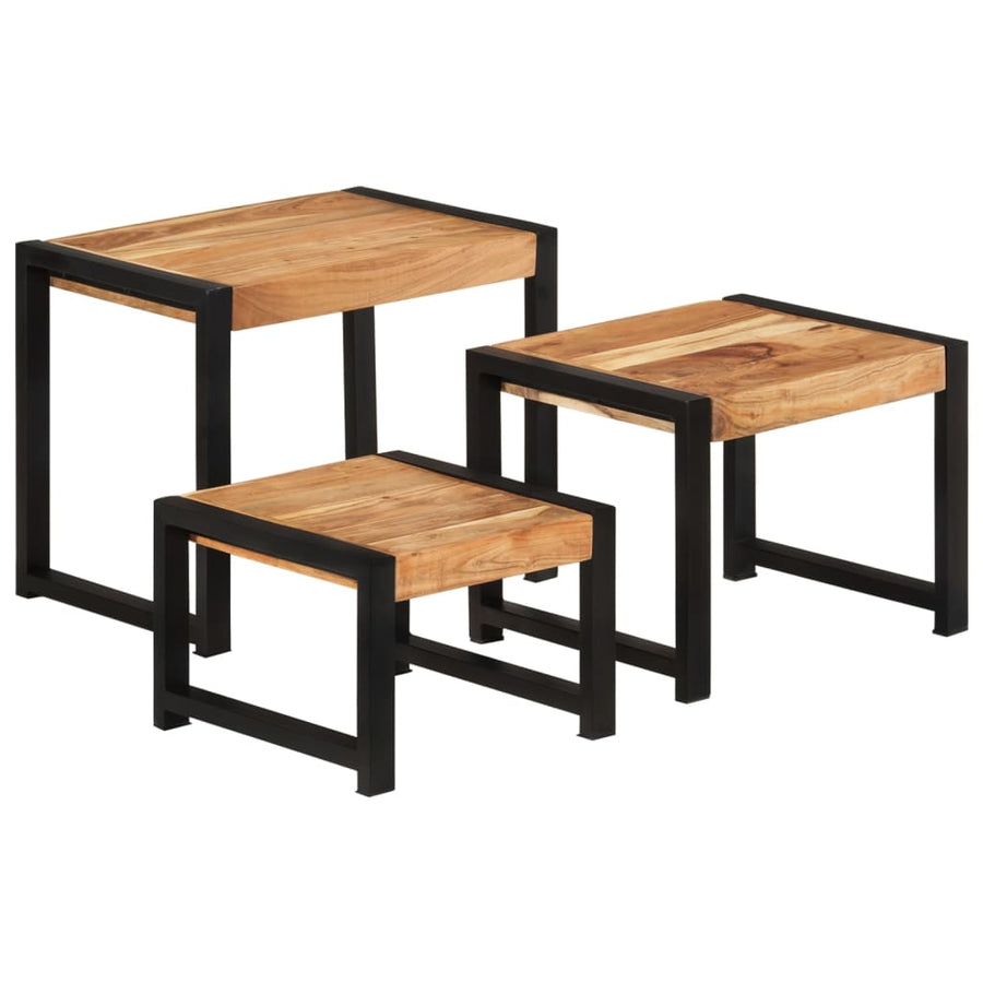 3-Delige Tafeltjesset Massief Hout Met Sheesham Afwerking