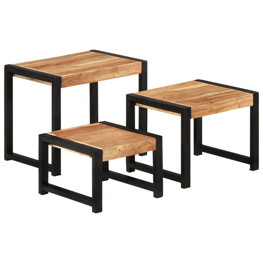 3-Delige Tafeltjesset Massief Hout Met Sheesham Afwerking