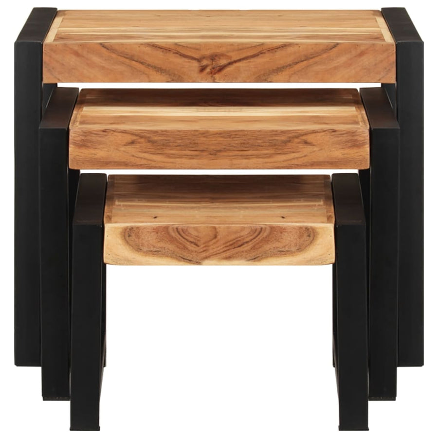 3-Delige Tafeltjesset Massief Hout Met Sheesham Afwerking