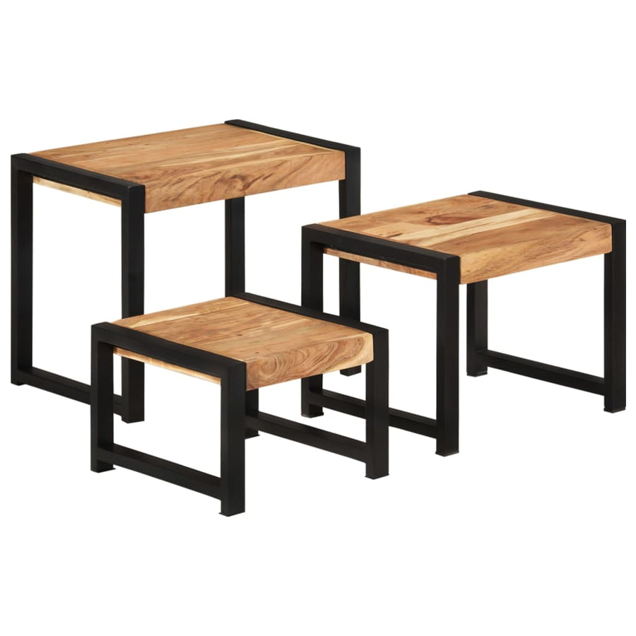 3-Delige Tafeltjesset Massief Hout Met Sheesham Afwerking