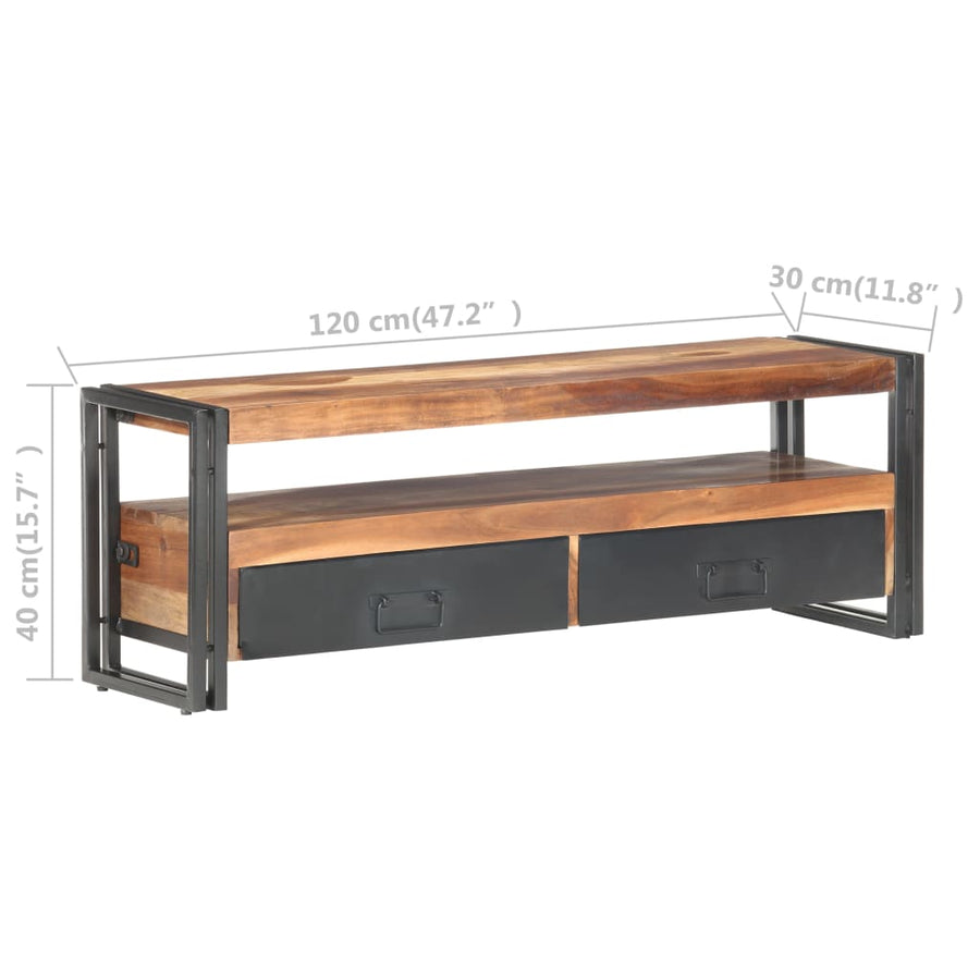 Tv-Meubel 120X30X40 Cm Massief Hout Met Sheesham Afwerking