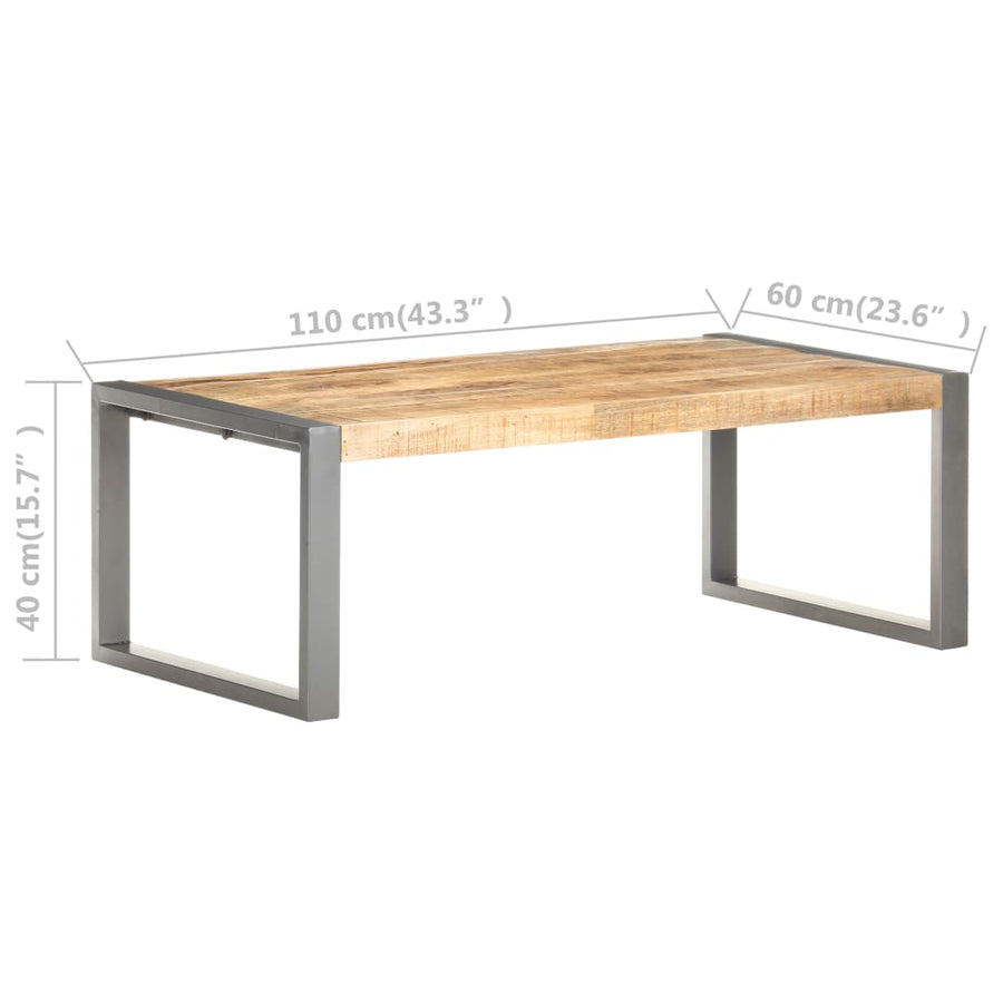 Salontafel 0X60X40 Cm Ruw Mangohout Grijs