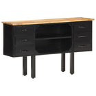Sideboard 110x30x65 cm solid rough mango wood and steel