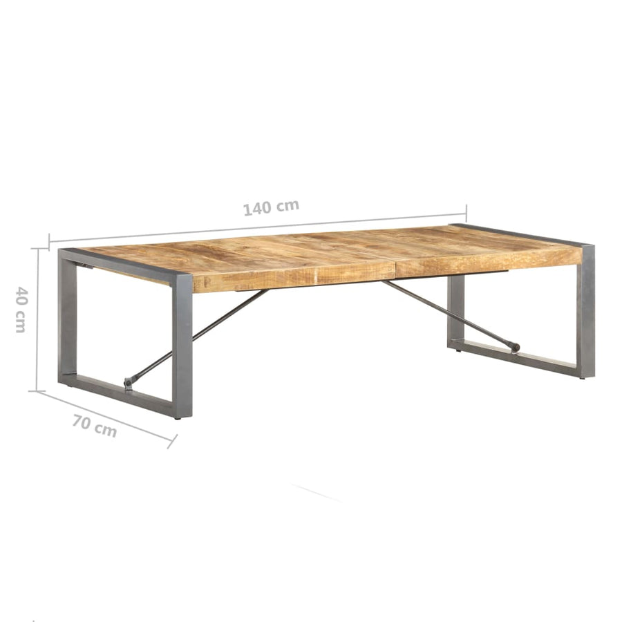 Salontafel Grijs 140 x 70 x 40 cm Ruw mangohout