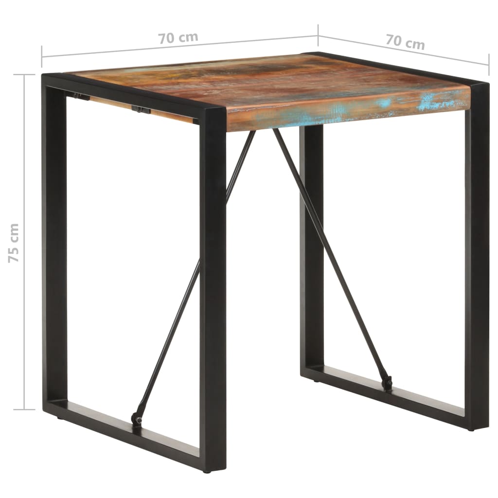 Eettafel Zwart 70 x 70 x 75 cm massief gerecycled hout