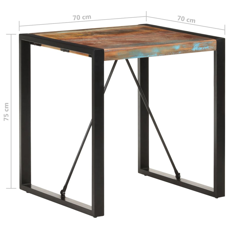 Eettafel Zwart 70 x 70 x 75 cm massief gerecycled hout