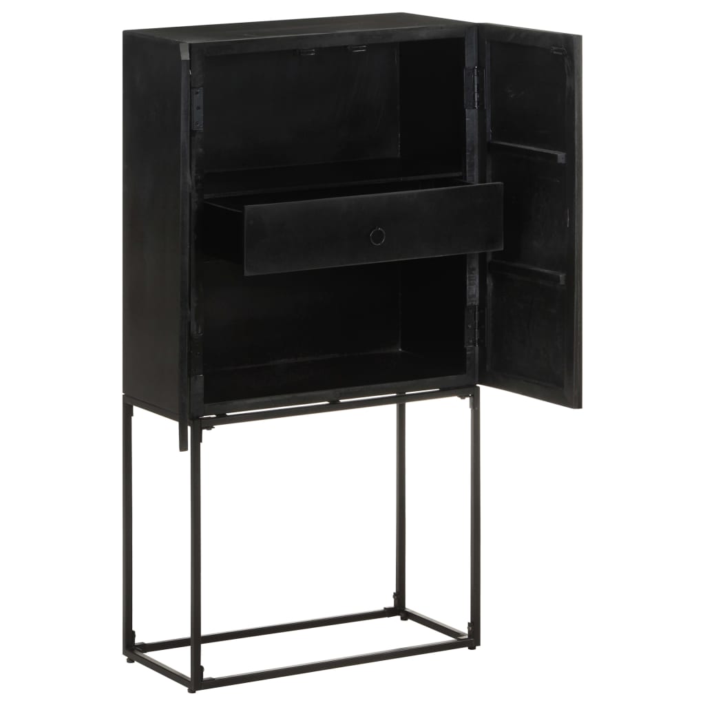 Dressoir 60X30X120 Cm Massief Acacia- En Mangohout Zwart