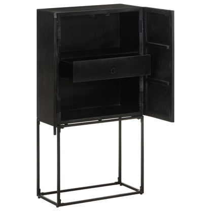 Dressoir 60X30X120 Cm Massief Acacia- En Mangohout Zwart