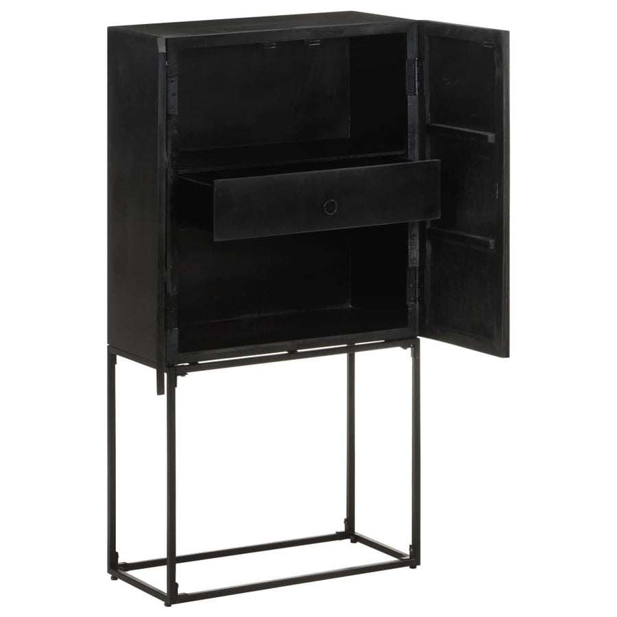 Dressoir 60X30X120 Cm Massief Acacia- En Mangohout Zwart