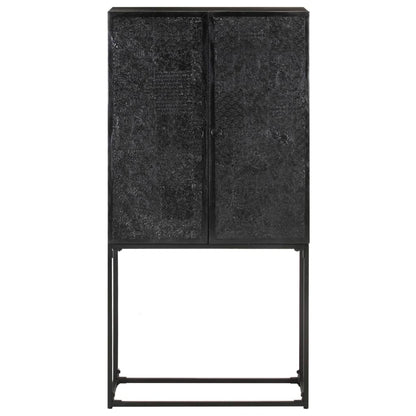Dressoir 60X30X120 Cm Massief Acacia- En Mangohout Zwart