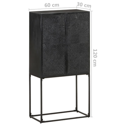 Dressoir 60X30X120 Cm Massief Acacia- En Mangohout Zwart