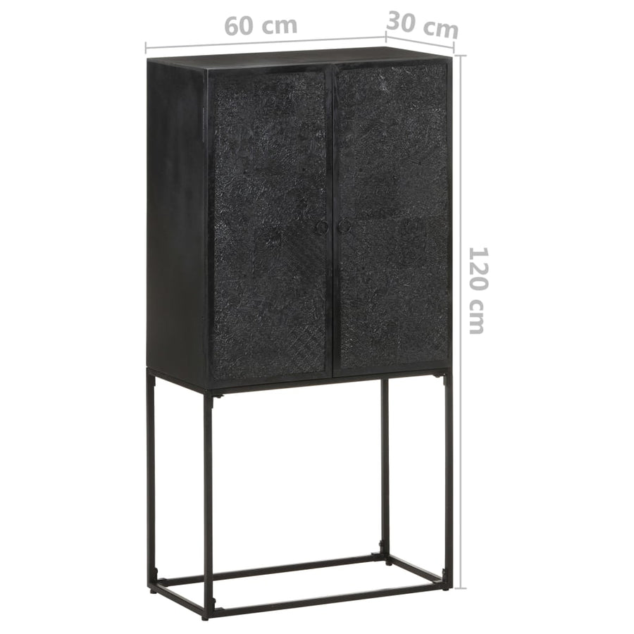 Dressoir 60X30X120 Cm Massief Acacia- En Mangohout Zwart